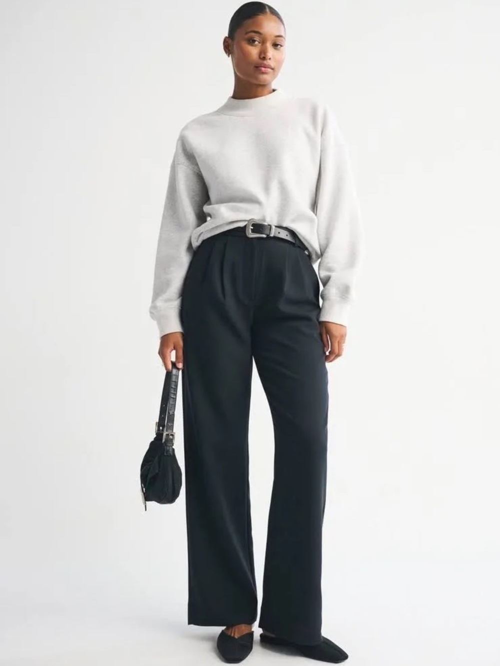 Abercrombie & Fitch Sloane High-Rise Black Wide Leg Trousers Size 29